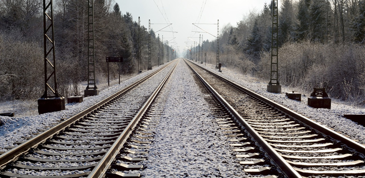 Gleisbauarbeiten auf Bahnstrecke