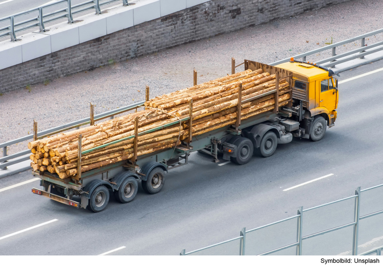 Holztransporter war zu 45 Prozent überladen